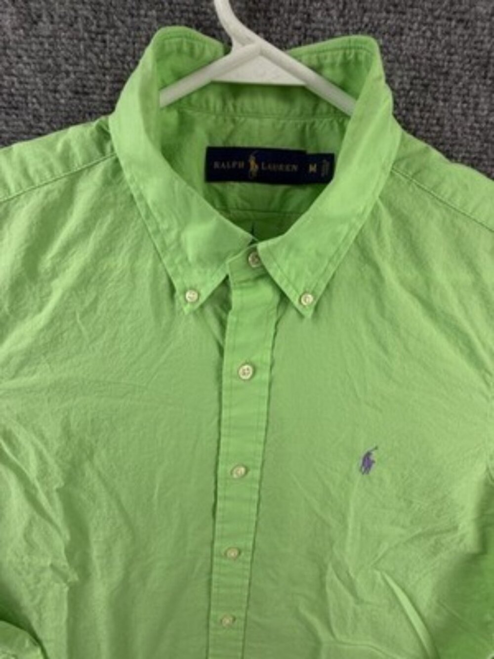 Ralph Lauren Bright Button-Down Cotton Medium Green Shirt Men Long Sleeve Woven